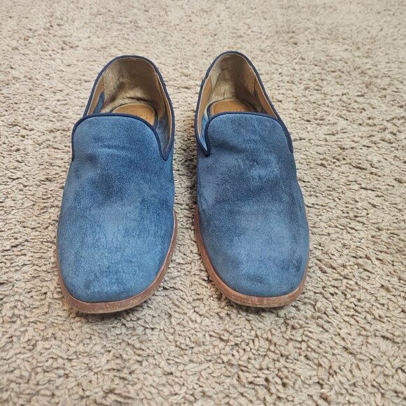 Franco Sarto Leather A FALLON Suede Slip On Flats Size 9 M Blue Square Toe Bone - Picture 2 of 10